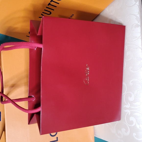 Louis Vuitton Orange Shopping Bags with Blue Handles I Have 2.10×8  1 7×8 2.9×7 - Picture 3 of 7